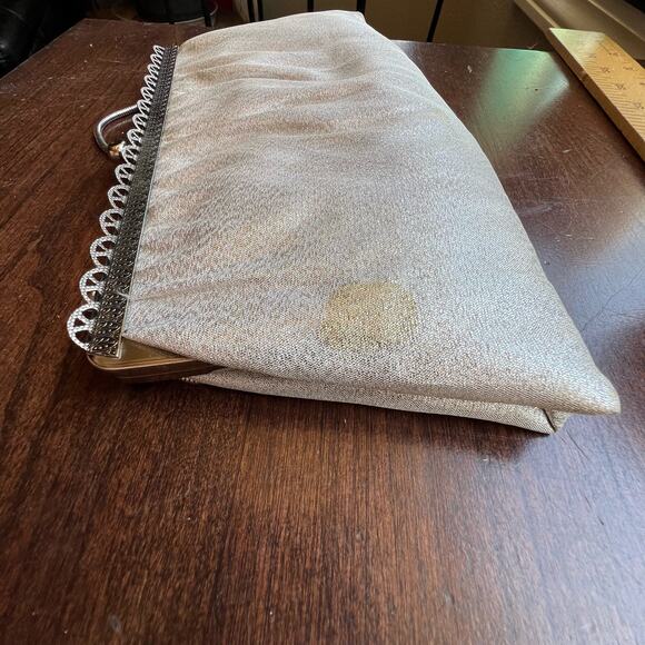 1950s 1960s Ande Silver Metallic Purse Vintage Silver Evening Bag Vintage Clutch - Picture 4 of 16